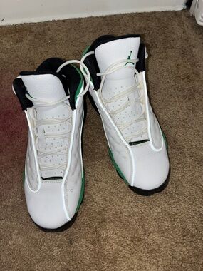 Jordan White Sneakers with Green Accents